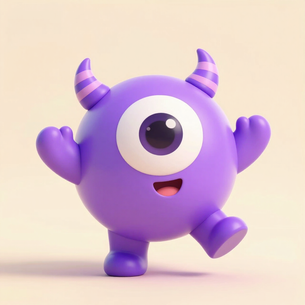 The same monster brought to life as a dancing 3D animated character